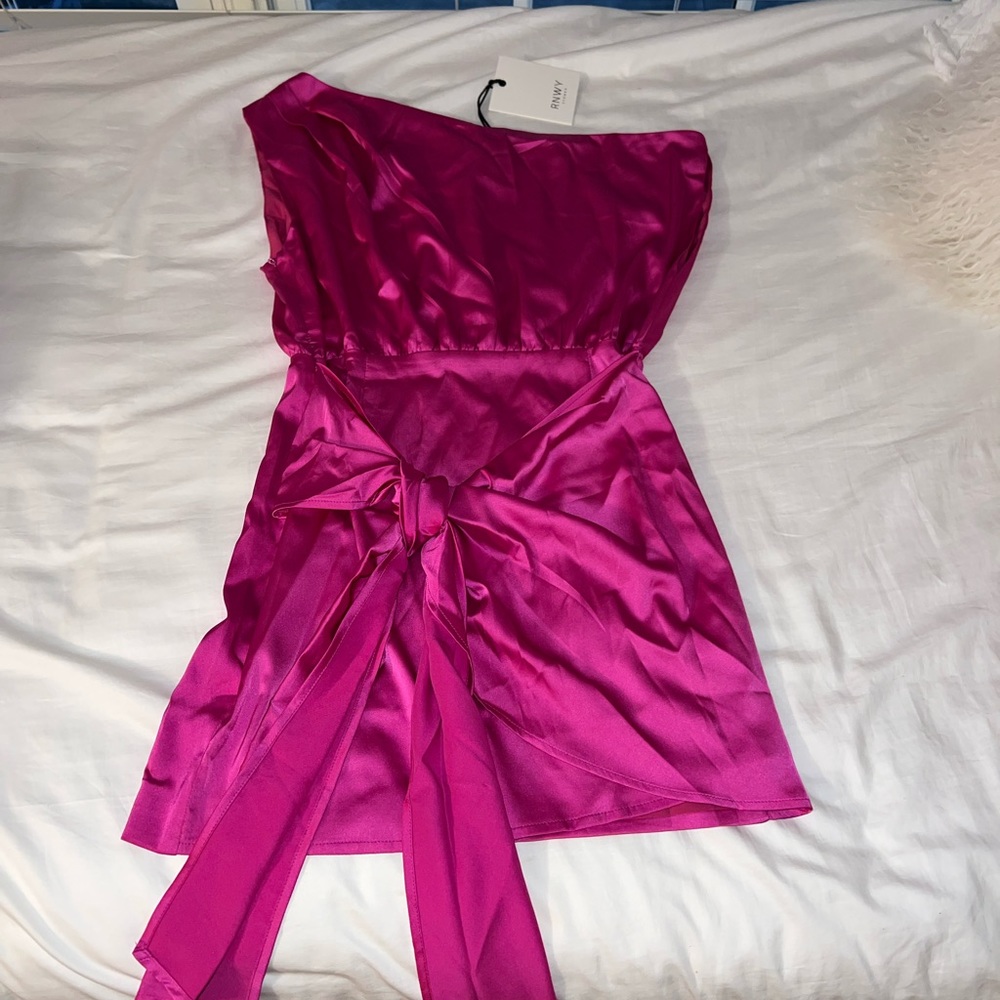Runway pink satin mini dress